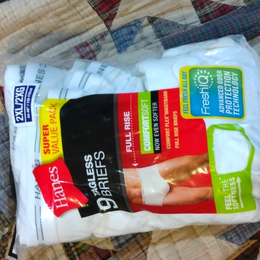 9 Men's Hanes ComfortSoft Tagless Men's Briefs Underwear Plus Size 2xl